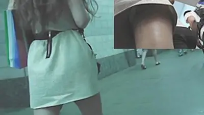 Hawt shiny summer costume upskirt