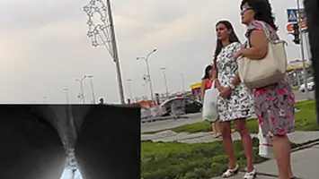 Real upskirt of the black haired girl with tanned skin