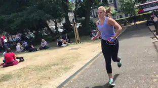 Sexy jogger has lovely tits