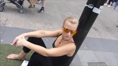 Nice view of sexy blonde s tits