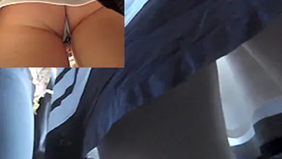 Young brunette appears in the fresh upskirt public clip