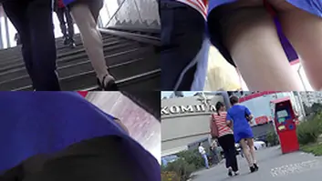 Brunette accidentally shows g string in candid upskirts