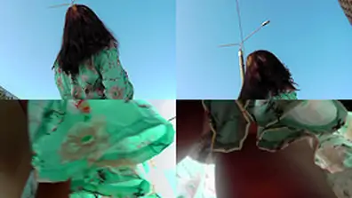 Skinny ass and g string of a brunette in upskirt mov