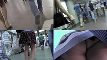 G string panty of a hot lady seen in free upskirt video