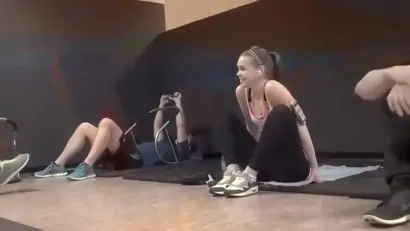 Stretchy girl does full splits