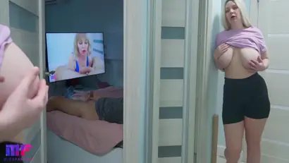 Stepdaughter with big tits spies on stepdad 10 min