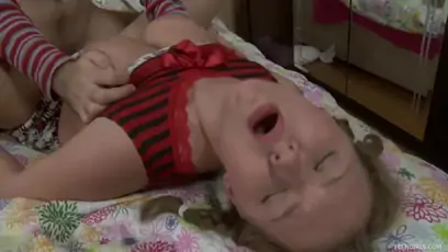 Pigtailed gabriella takes a fat rod in her pussy and her butt