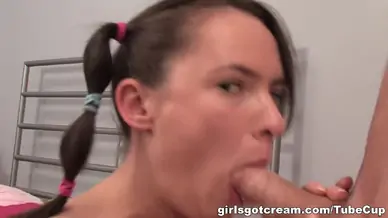 Teen 18 lets a load of cum ooze out of her asshole