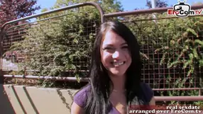 Cute sympatic british skinny brunette teen 18 pick up on street