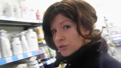 Brunette busty exhibitionist masturbating in public
