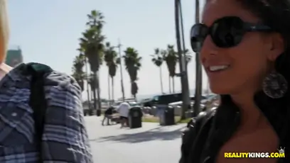 Nice interview with naked girls at the beach and in the pool