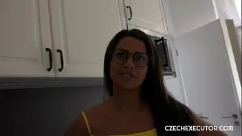 Blonde with glasses blowjob