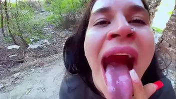 Cum explodes in her mouth