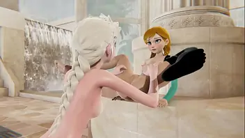 Elsa de frozen cogiendo con moustro de nieve