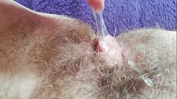Hairy pussy and belly cumshot compilation